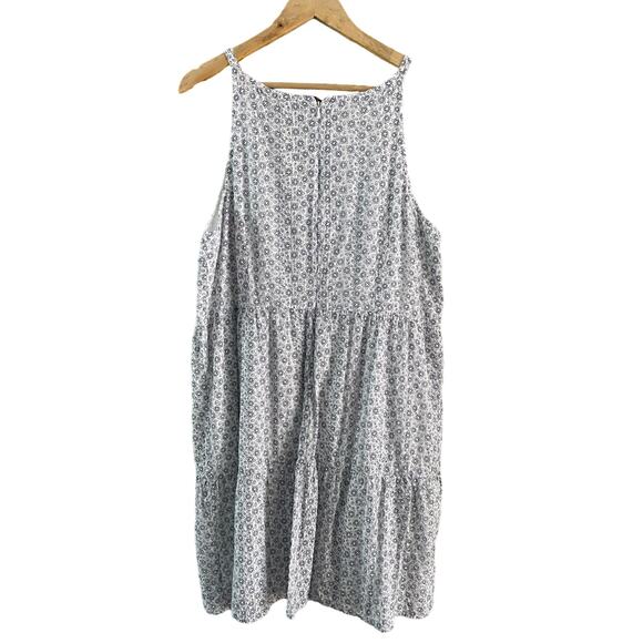 Loft Blue White‎ Geo Tiered Swing Dress Sz XL - Picture 4 of 11